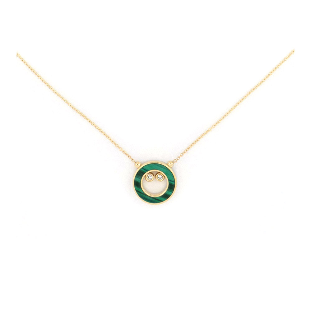 Circle Malachite And Diamond Necklace