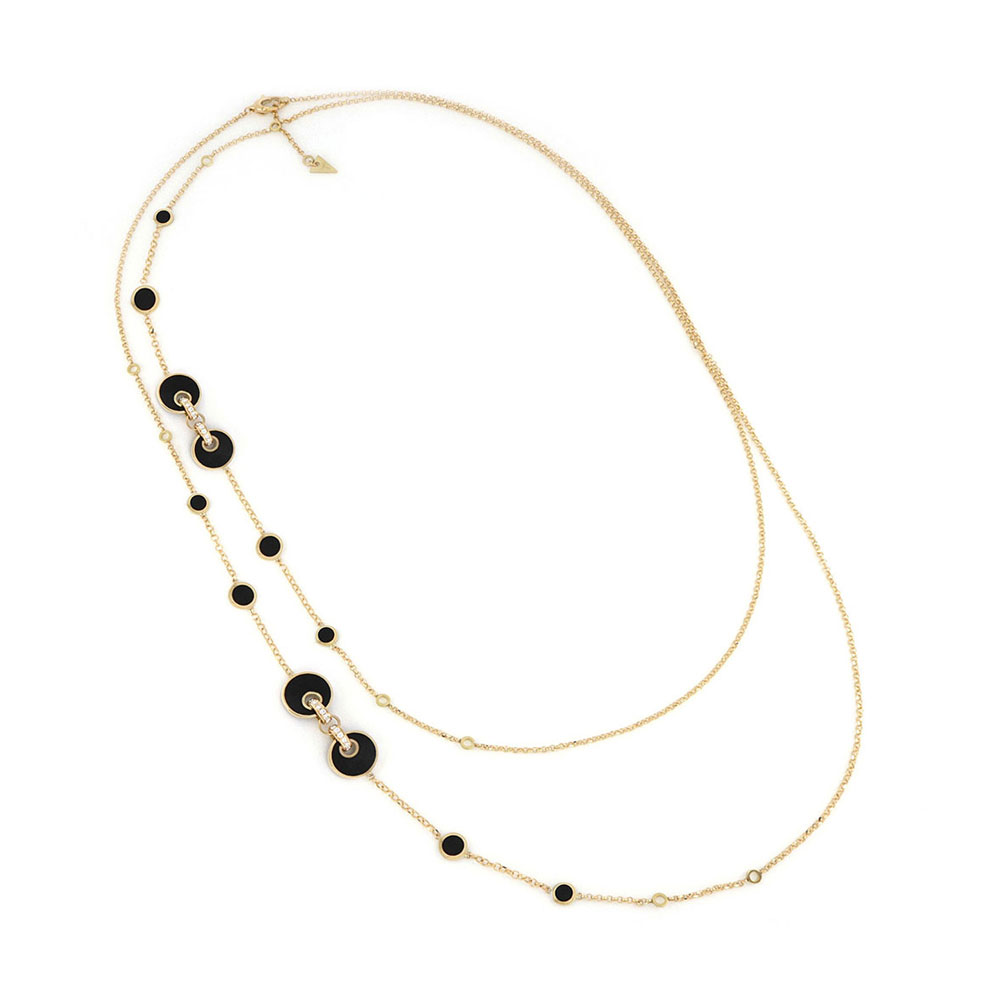Black Onyx and Diamond Gemstone Necklace
