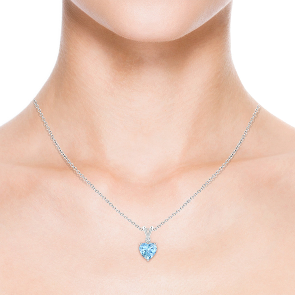 Heart Aquamarine And Diamond Pendant
