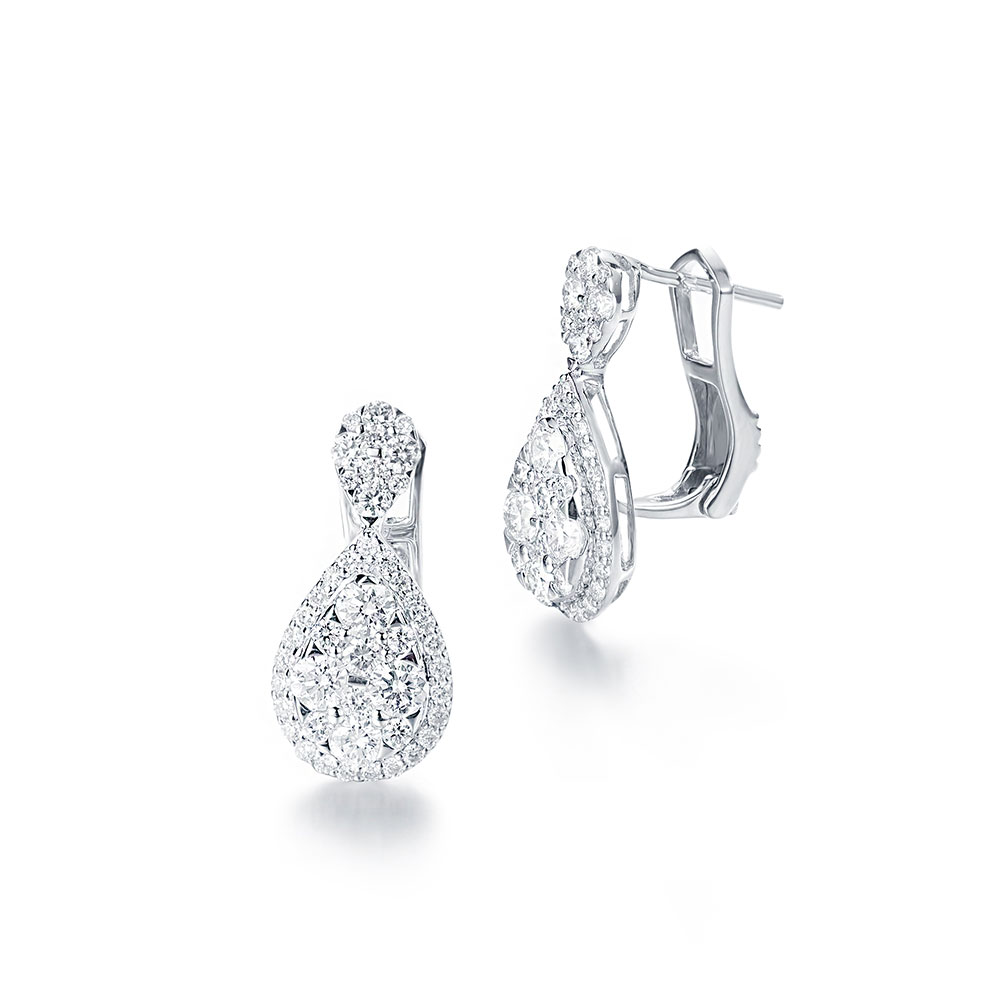 Pear shape cluster earrings