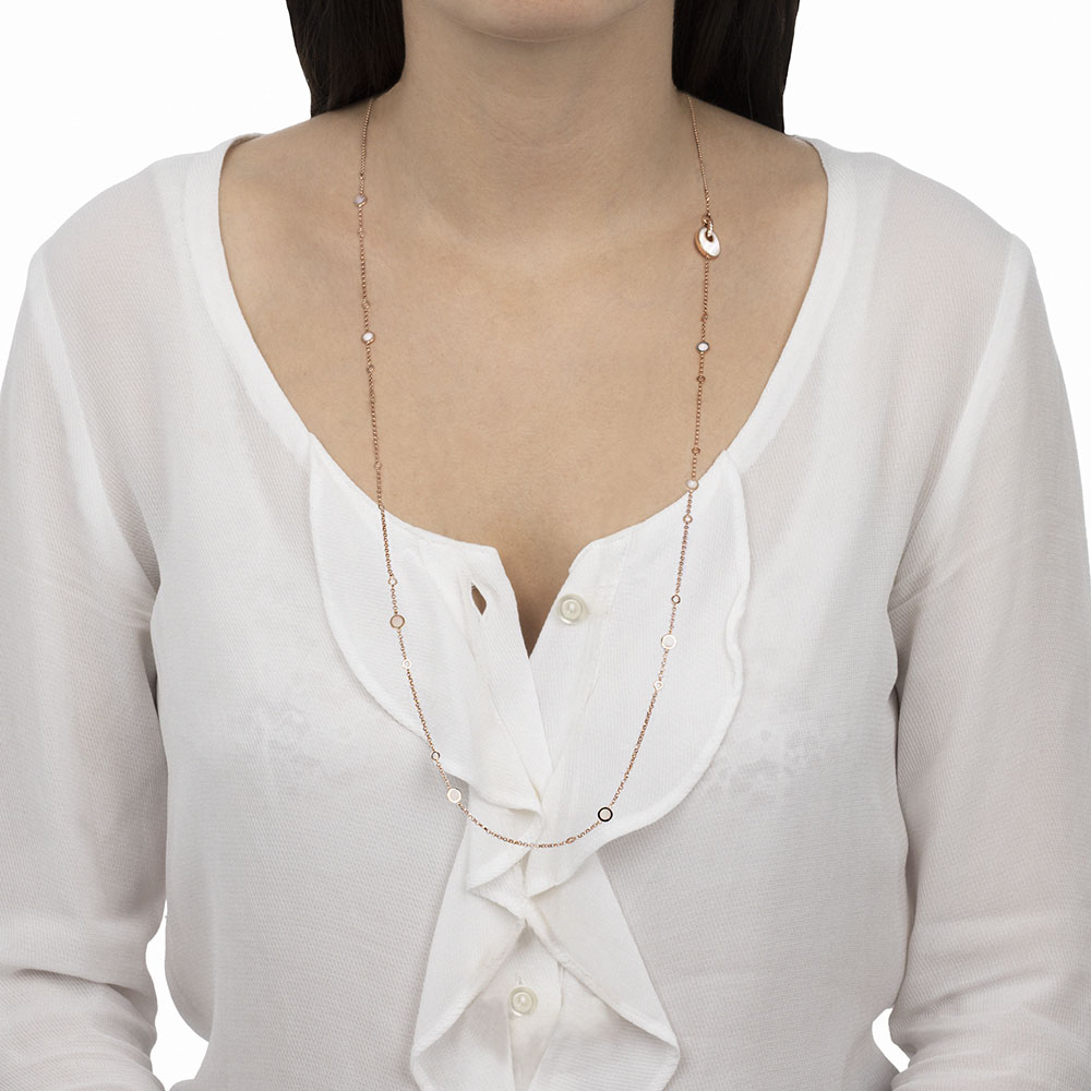 Long White Gemstone and Diamond Necklace