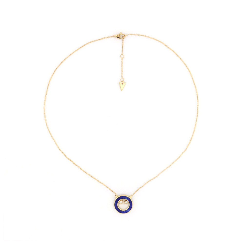 Blue Lapis Lazuli and Diamond Circle Necklace