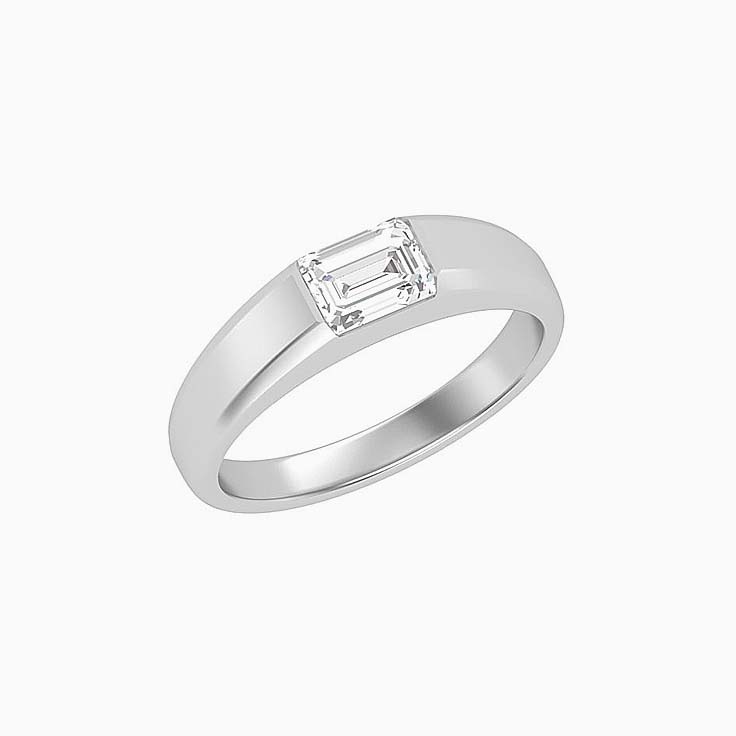 Emerald Cut Mens Engagement Ring