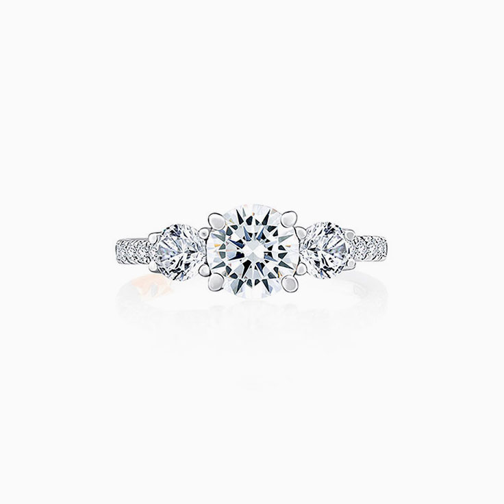 Brilliant Round Diamond Engagement Pave Set Ring