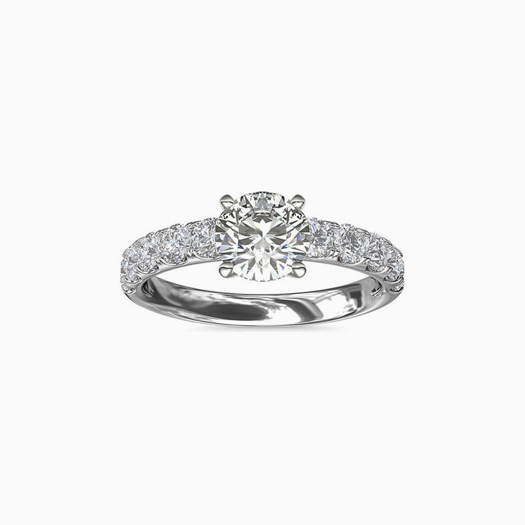 Brilliant Round Diamond Pave Engagement Ring