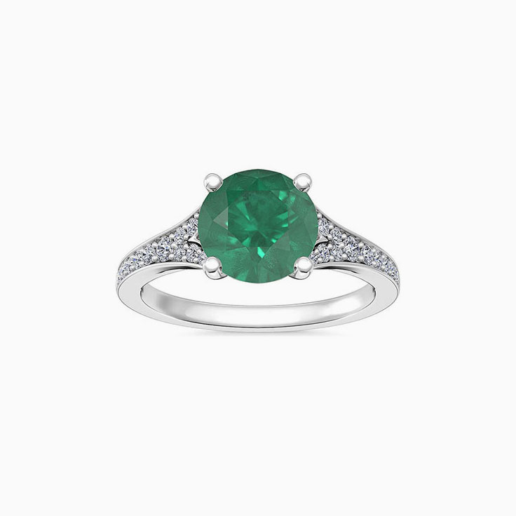 Green Emerald Cathedral Engagement Ring
