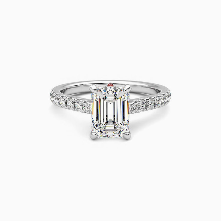 Emerald Cut Diamond Engagement Pave Ring
