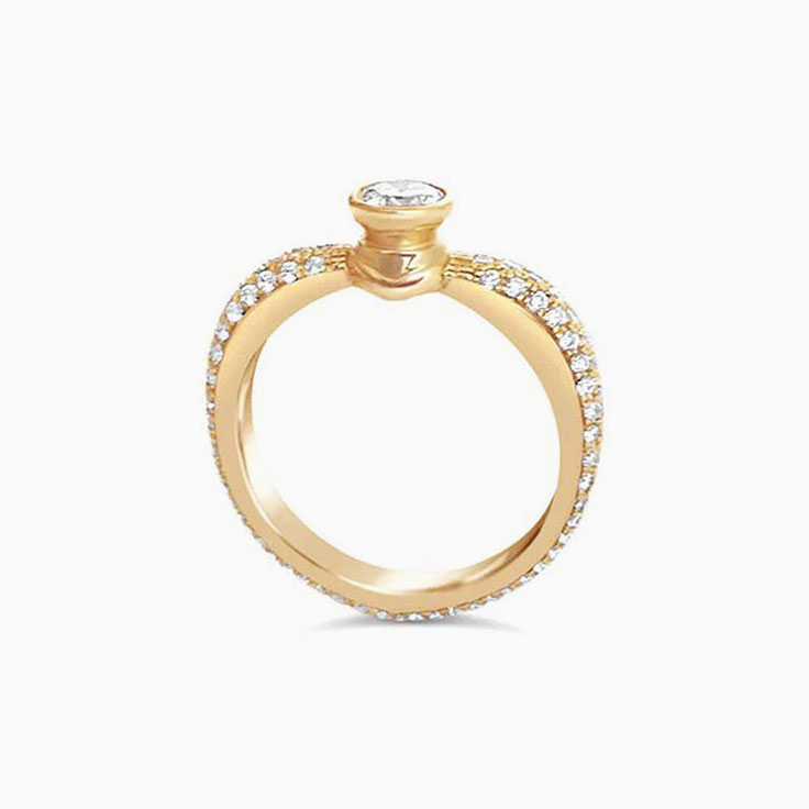 Classic Bezel Set Diamond Engagement Pave Ring