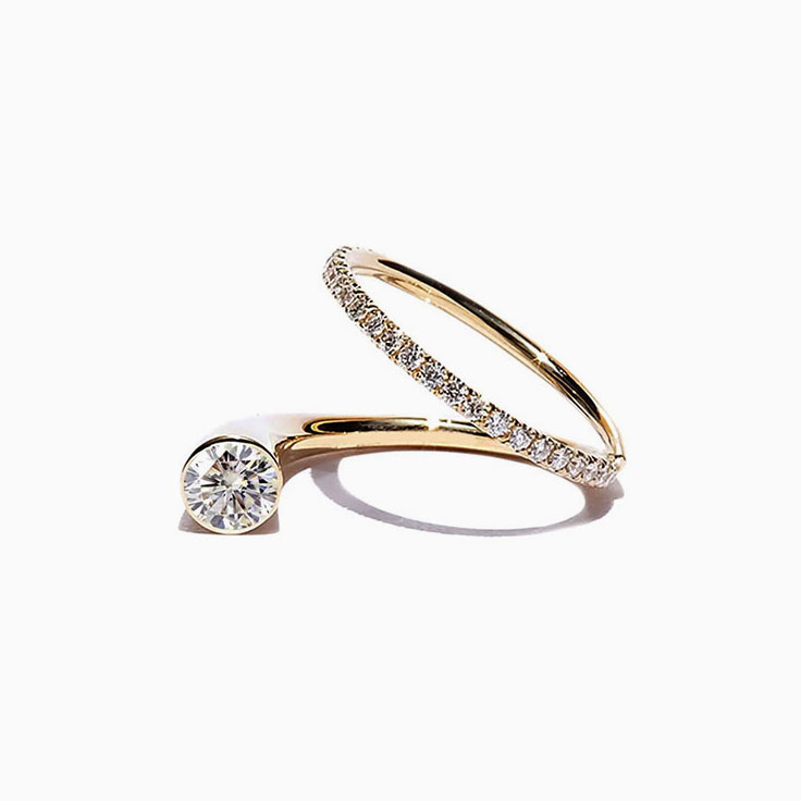 Brilliant Round Diamond Engagement Pave Ring