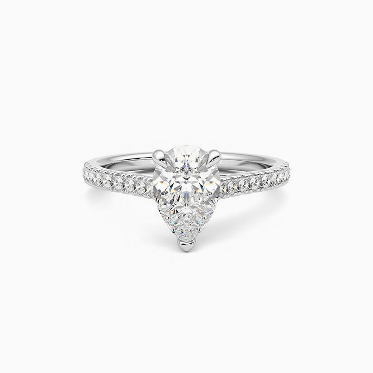 Classic Pear Diamond Engagement Pave Ring