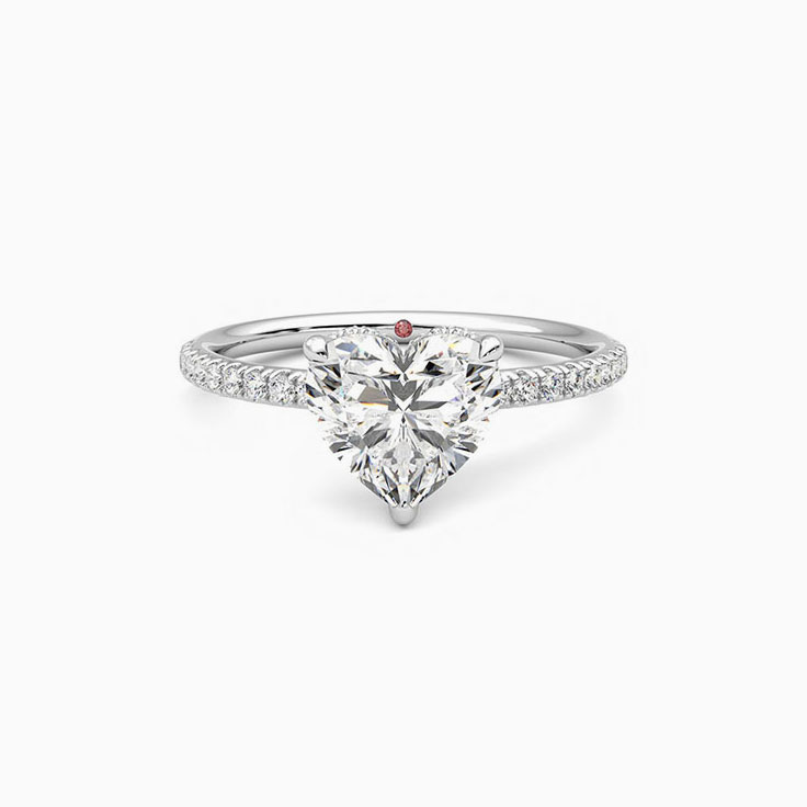 Classic Heart Diamond Engagement Pave Ring