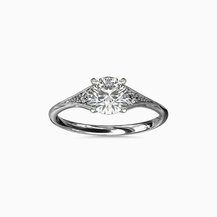 Sleek Diamond Milgrain Engagement Ring