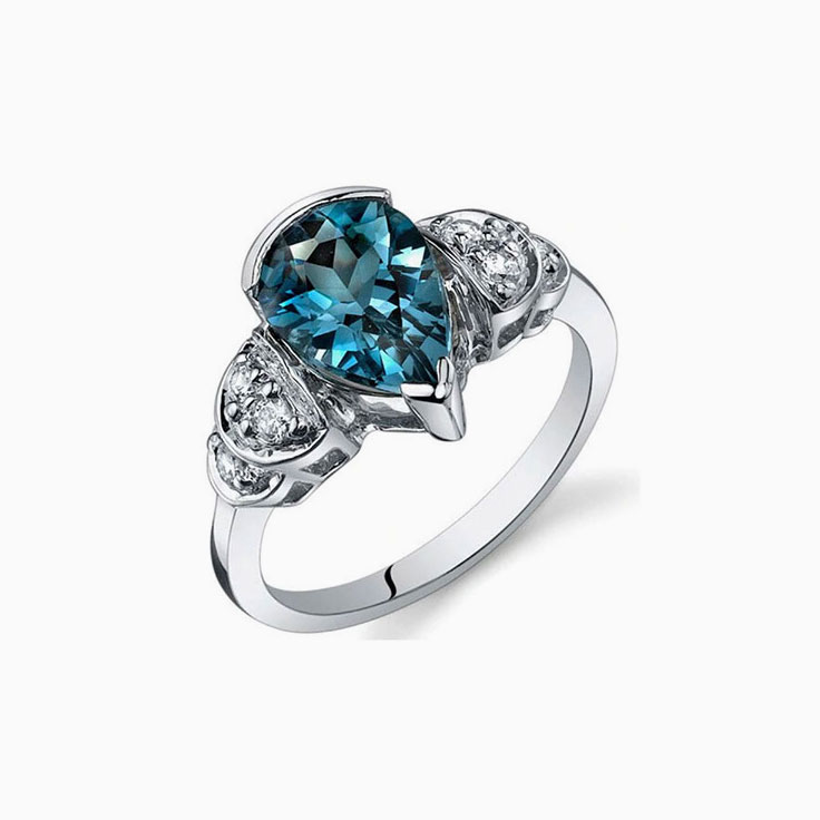 London Blue Topaz And Diamond Ring