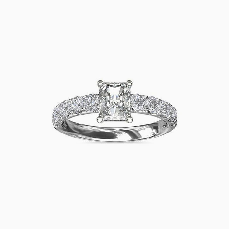 Classic Radiant Cut Engagement Pave Band