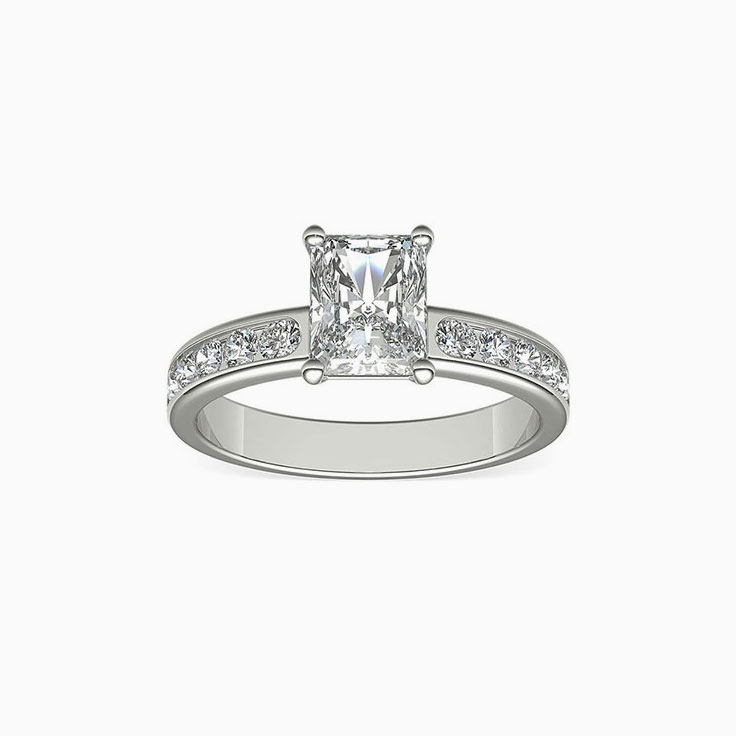 Radiant Cut Diamond Engagement Channel Ring