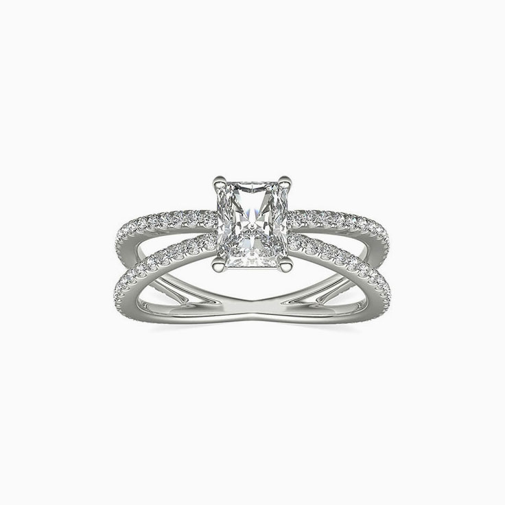 Radiant Cut Diamond Engagement Criss Cross Ring