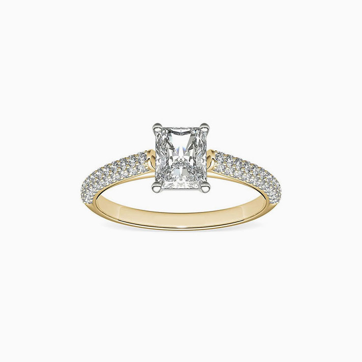 Triple Row Radiant Cut Diamond Engagement Ring