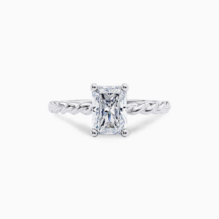 Classic Radiant Cut Diamond Engagement Rope Ring