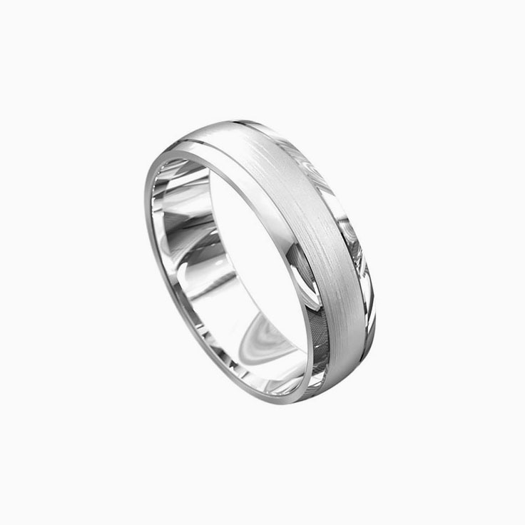Two Tone Brushed Centre Mens Wedding Ring