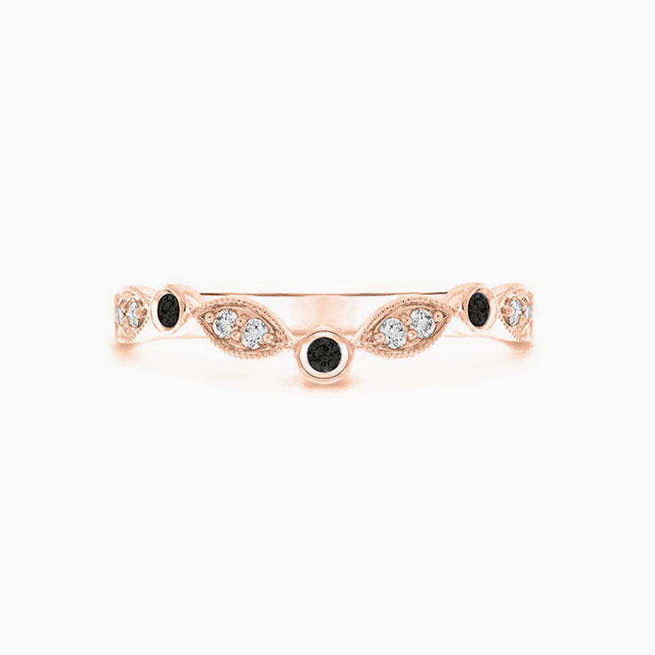 Black and White Curve Diamond Ring