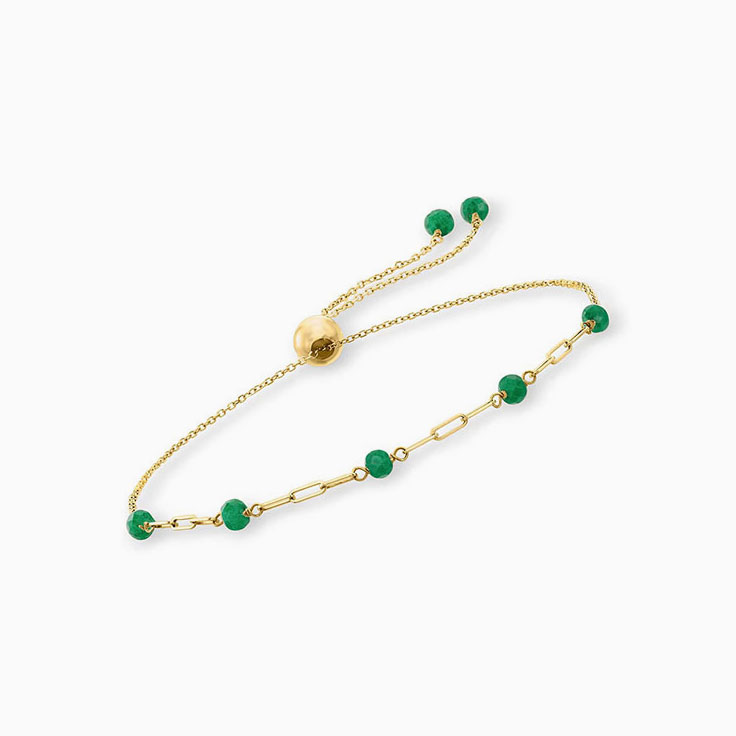 Emerald Paperclip Bracelet