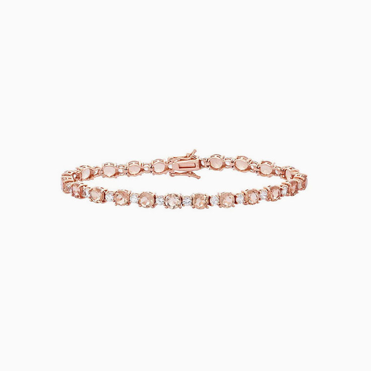 Round Morganite And Diamond Bracelet