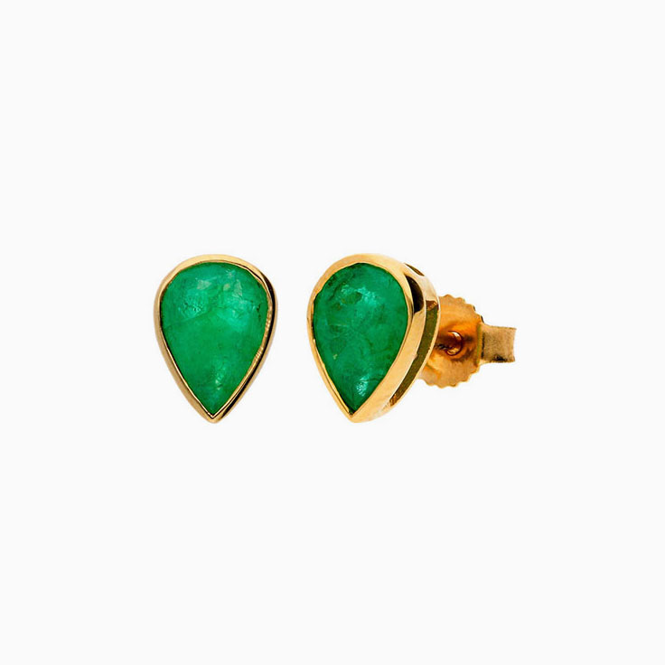 Emerald Bezel Set Studs