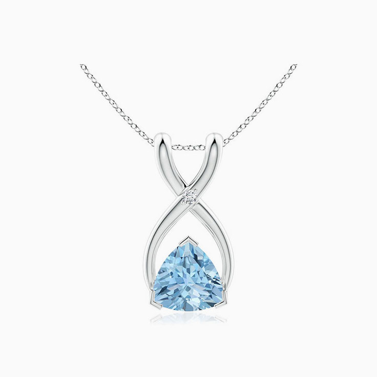 Trillion Aquamarine And Diamond Pendant