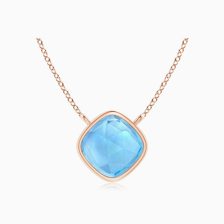 Bezel Set Blue Topaz Necklace