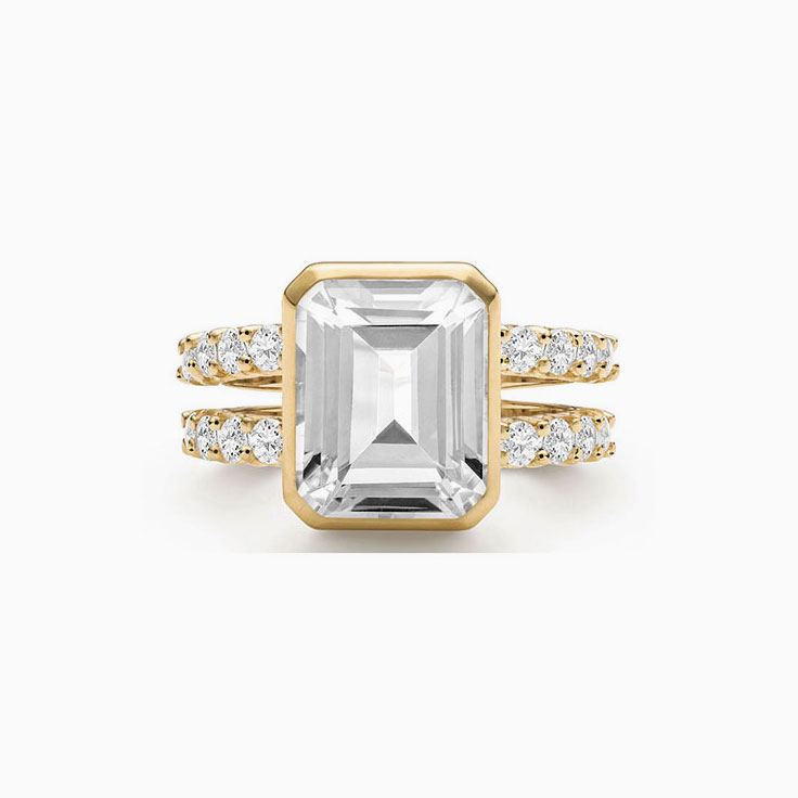 Gemstone Ring With Accented Diamonds