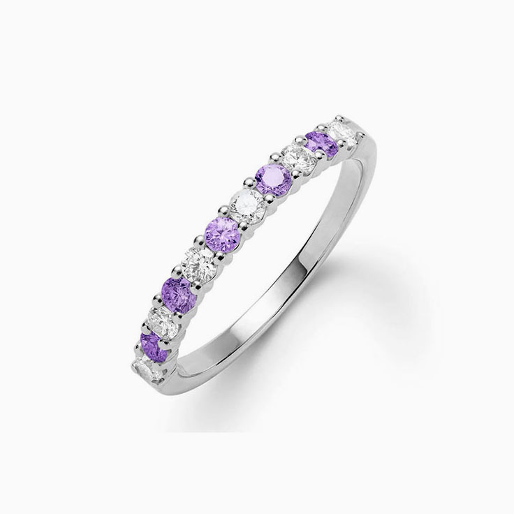 Diamond And Amethyst Stackable Ring