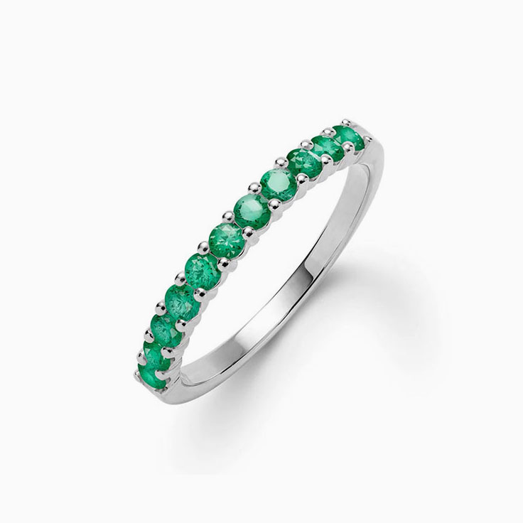 Half Eternity Emerald Stackable Ring