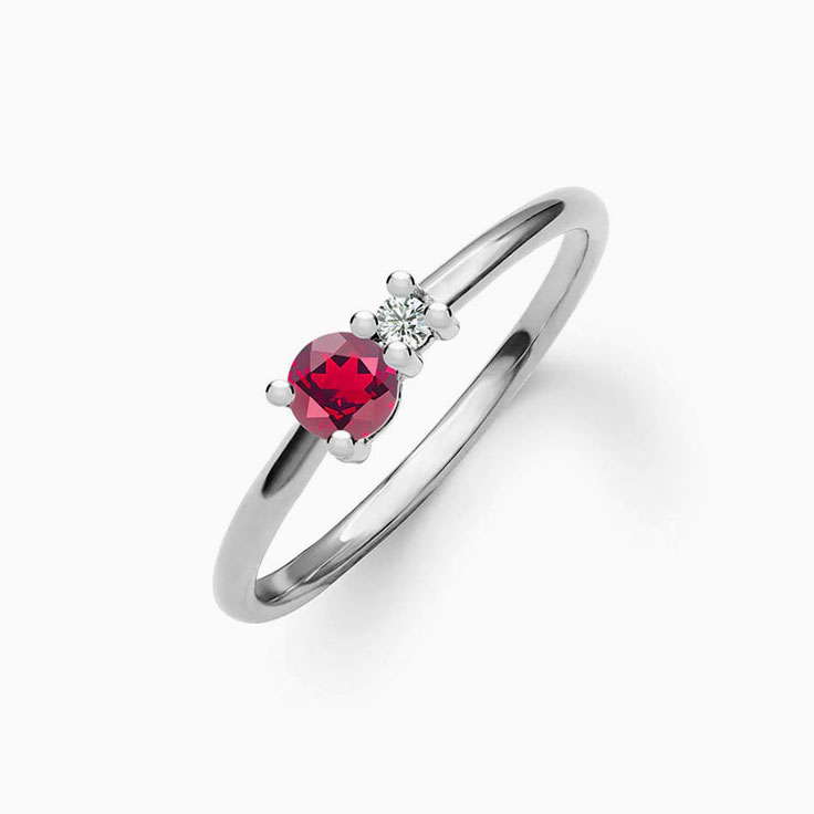 Round Ruby And Diamond Ring