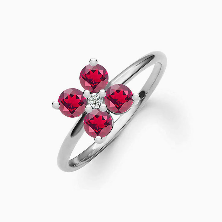 Quatrefoil Ruby And Diamond Ring