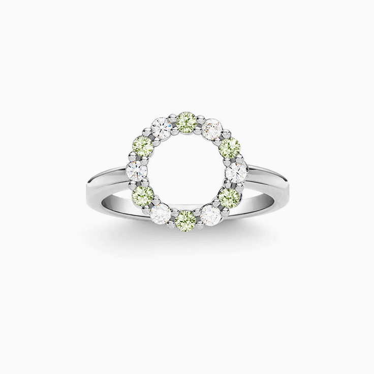 Circle Diamond And Peridot Ring