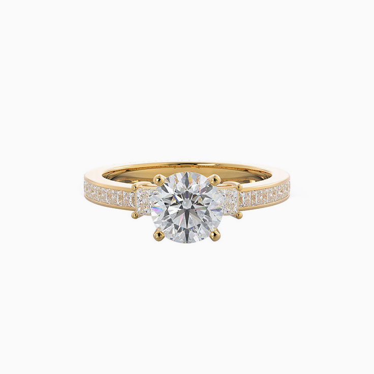 Princess And Round Lab Diamond Engagement Ring