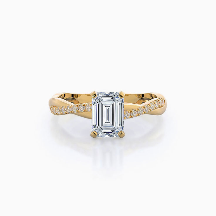 Emerald Twisted Lab Diamond Engagement Ring