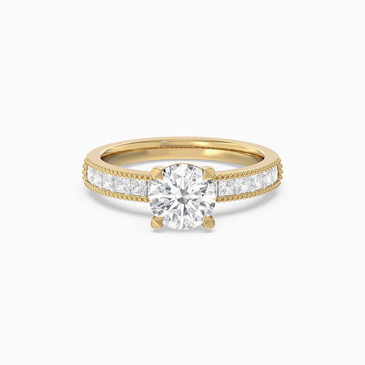 Grooved Lab Grown Round Diamond Engagement Ring