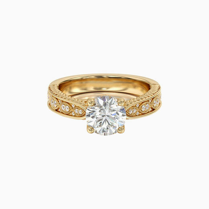 Art Deco Womens Lab Diamond Engagement Ring