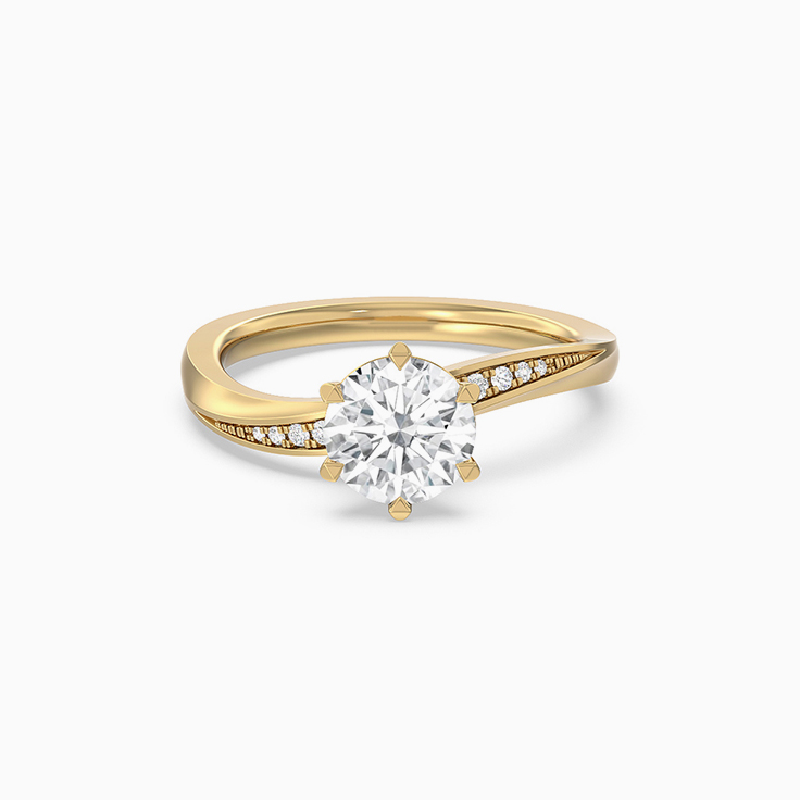 Curved Diamond Engagement Ring