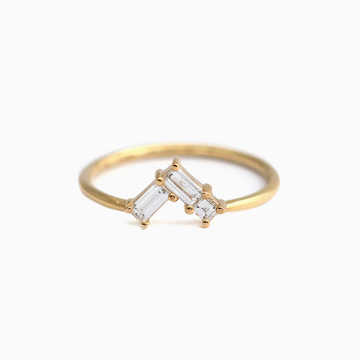 Baguette diamond nesting ring