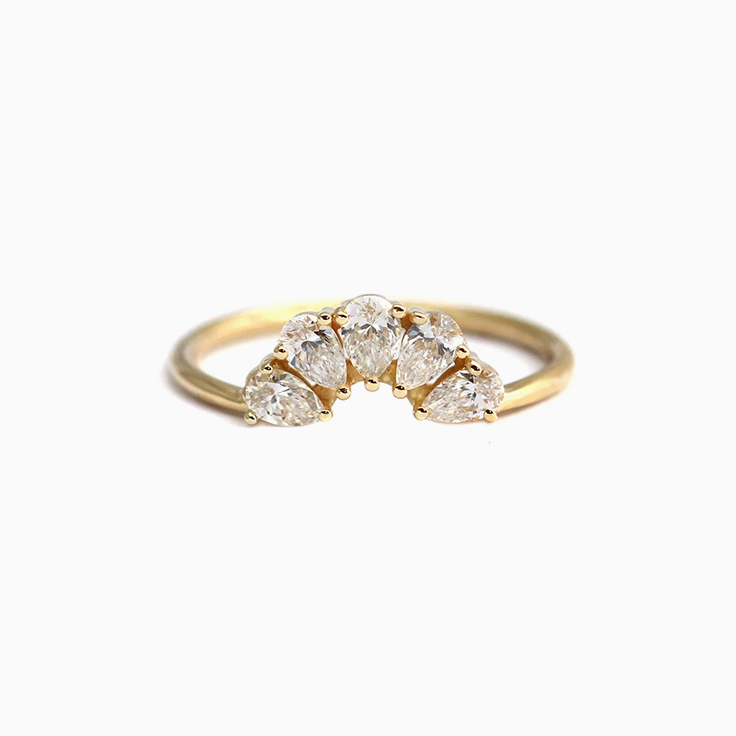 Chevron ring with pear diamonds