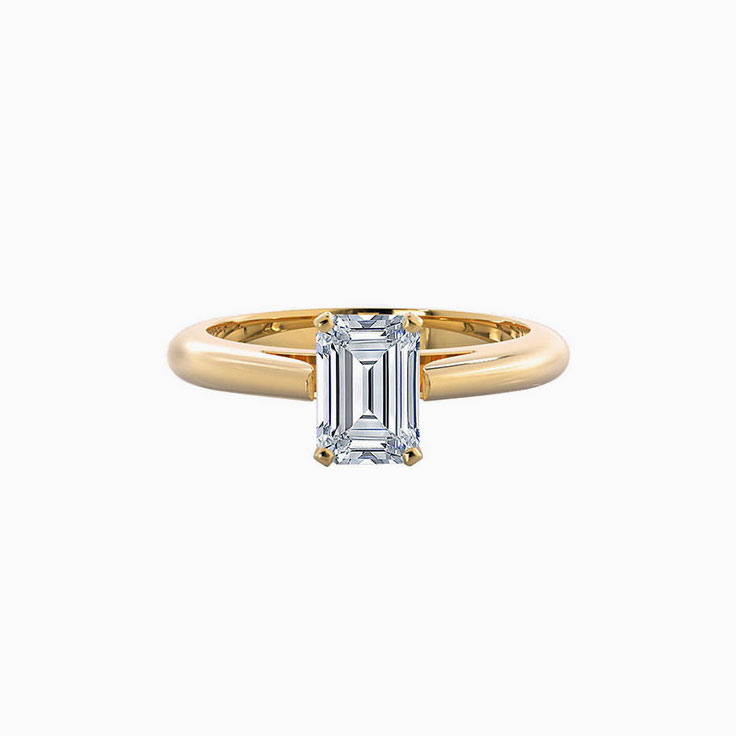 Emerald cut on a solid plain band