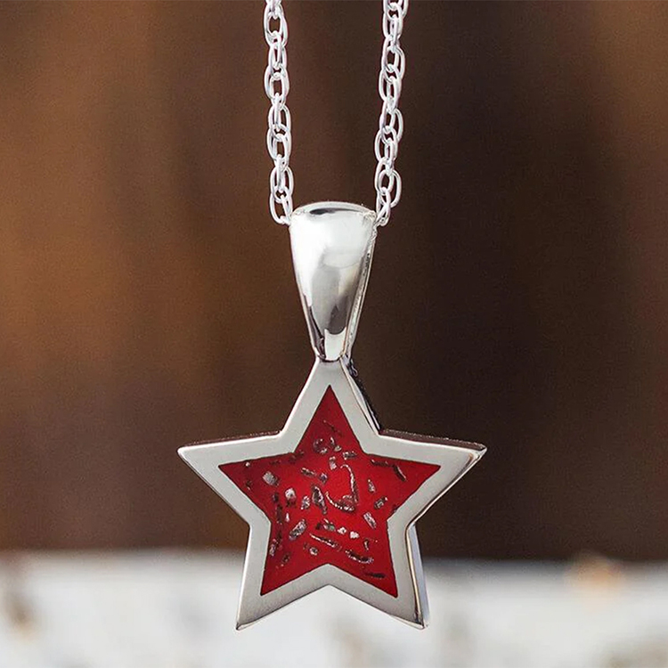 Red Star Meteorite Necklace