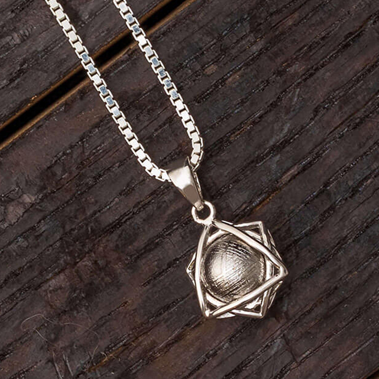 Enclosed Sphere Meteorite Necklace