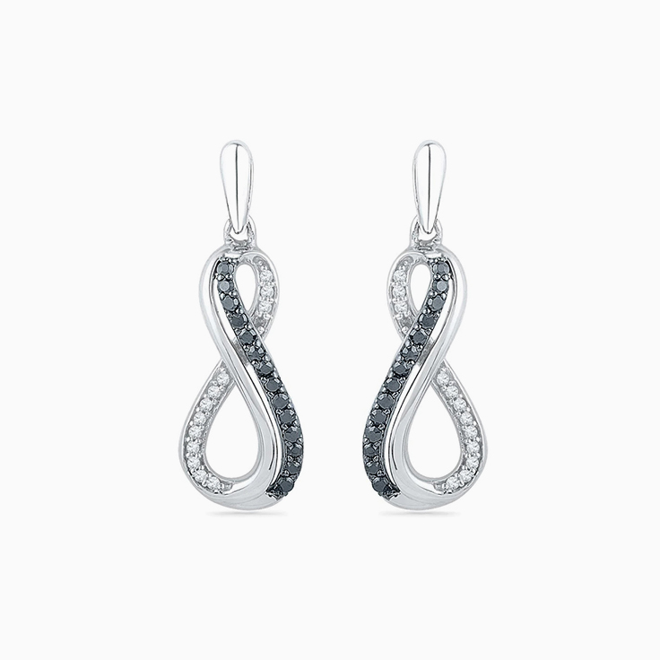 Black And White Diamond Infinity Earring