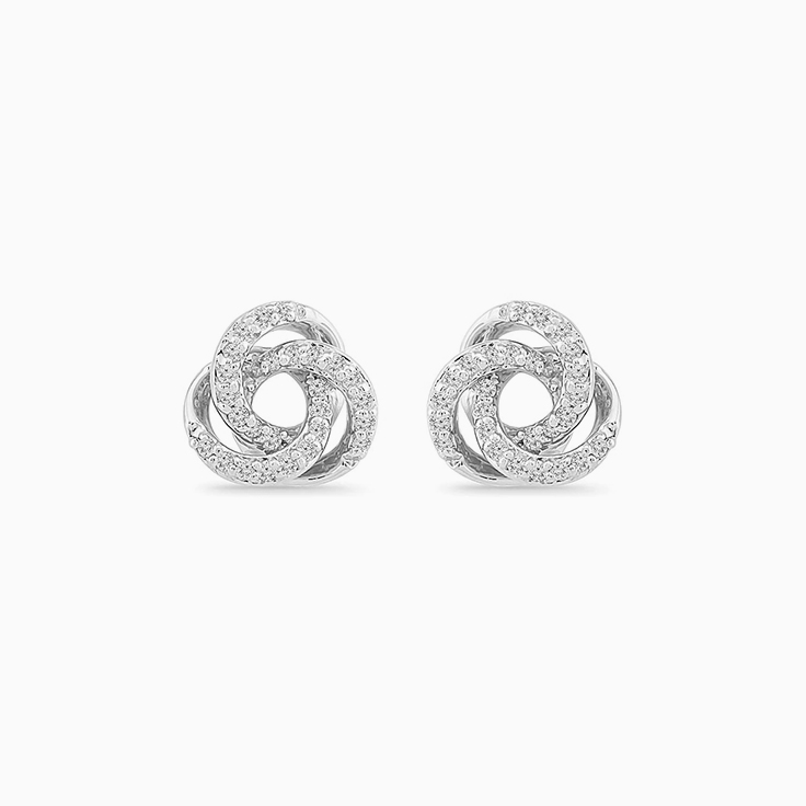 Triple Diamond Accented Open Studs