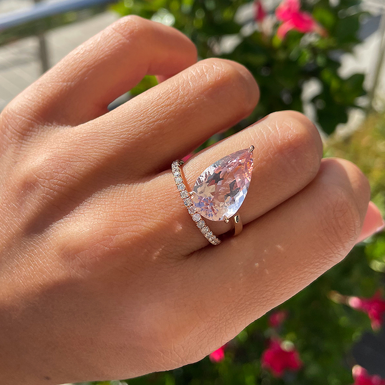 Morganite And Diamond Ring Rose Gold