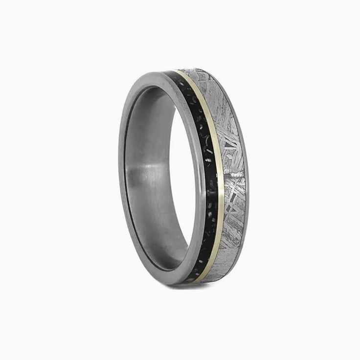 Womens Meteorite Band With Stardust