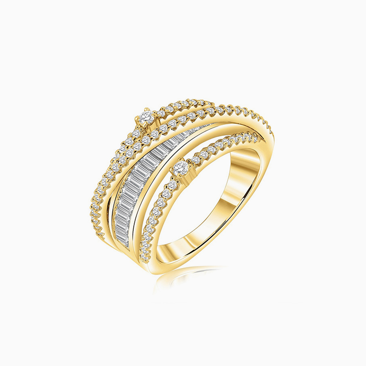 baguette and round diamond ring